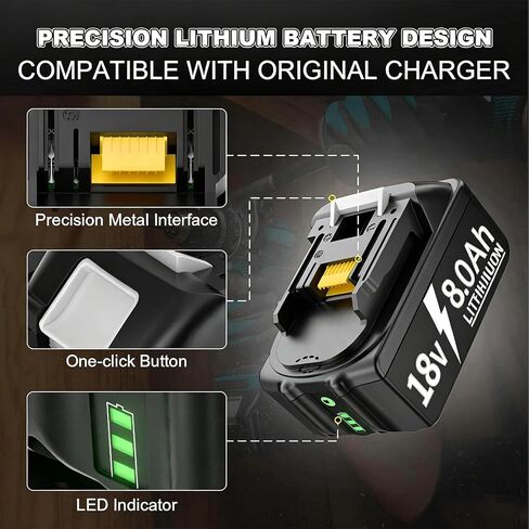 Nonbliep 2Pack 8.0Ah Replacement for Makita 18V Battery Compatible with Makita 18 Volt Battery LTX BL1815 BL1860B BL1860 BL1820 BL1830B BL1840B BL1850B BL1815 Power Tools in Kuwait