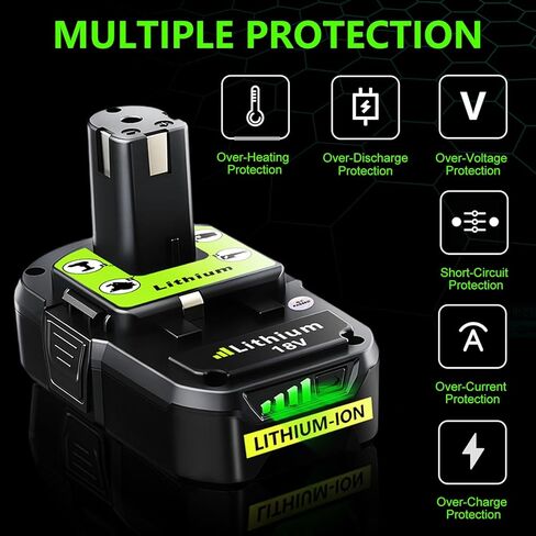 Totoplus Replacement for Ryobi 18V Battery 4.0Ah Lithium 1 Pack | Compatible with Ryobi P102 P103 P105 P107 P108 P109 P122 18v Cordless Power Tools in Kuwait