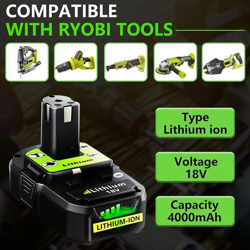 Totoplus Replacement for Ryobi 18V Battery 4.0Ah Lithium 1 Pack | Compatible with Ryobi P102 P103 P105 P107 P108 P109 P122 18v Cordless Power Tools in Kuwait