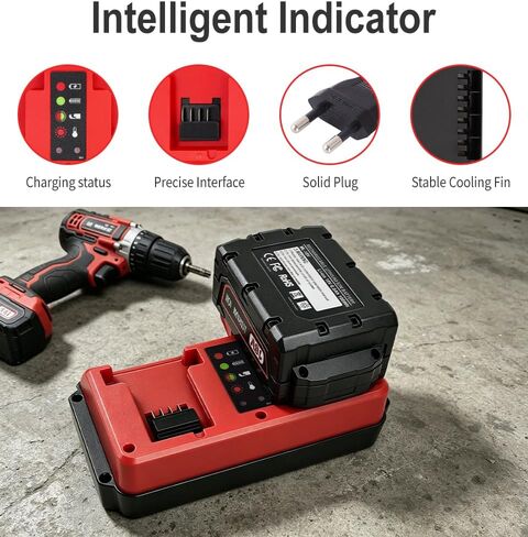2-Pack 18V 6.0Ah Replacement for Milwaukee M-18 Battery and Dual-Port Charger in Kuwait