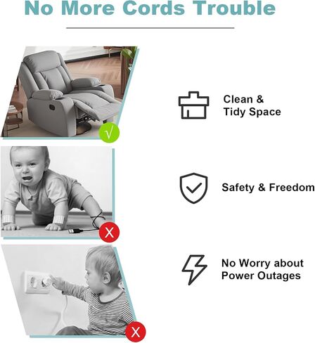 【5.0Ah High Capacity】Universal Rechargeable Battery Pack for Reclining Furniture with Charger, Wireless Battery Pack with LCD Display, Compatible with 2-Pin Power Recliner/Lift Chair/Sofa/Couch-White in Kuwait