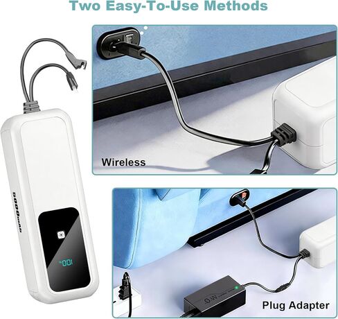 【5.0Ah High Capacity】Universal Rechargeable Battery Pack for Reclining Furniture with Charger, Wireless Battery Pack with LCD Display, Compatible with 2-Pin Power Recliner/Lift Chair/Sofa/Couch-White in Kuwait