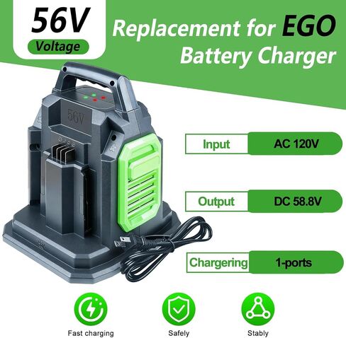 DTK Fast Charging Dual Port Replacement for EGO 56V Charger BA2800 BA4200 BA1400 CH3200 CH5500 CH2800D Rapid Ultra Turbo Battery Charger in Kuwait
