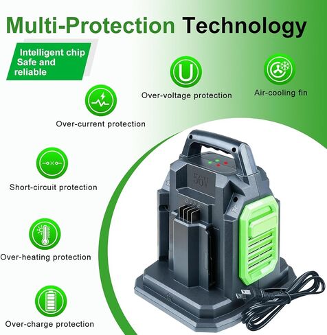 DTK Fast Charging Dual Port Replacement for EGO 56V Charger BA2800 BA4200 BA1400 CH3200 CH5500 CH2800D Rapid Ultra Turbo Battery Charger in Kuwait