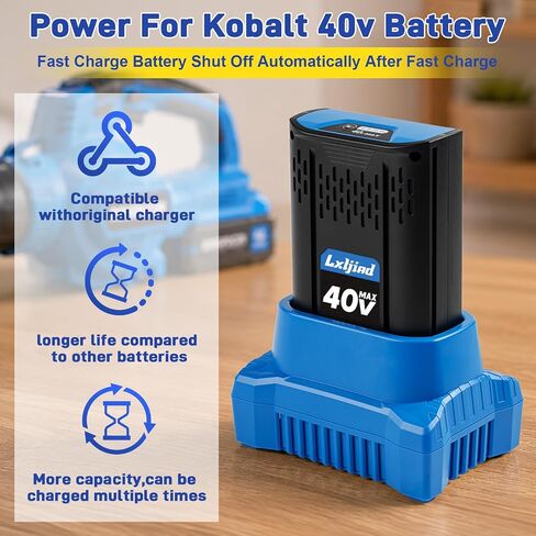 40V 6000mAh Lithium Battery and Charger Kit Replacement for Kobalt 40V Battery KB440-06 KB2540C-06 KB540-06 KB640-03 Compatible with Kobalt 40 Volt Power Tools in Kuwait