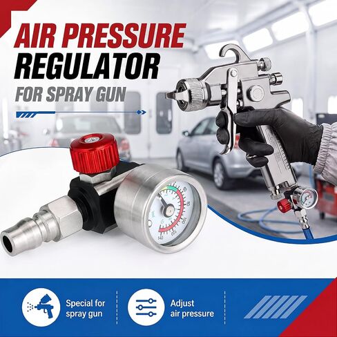 8 Pack Air Pressure Regulator Gauge with Quick Connectors, 1/4"-G Spray Paint Gun Adjusting Valve Regulator, 8 Quick Couplers and Complete Accessories, 0-140 PSI Air Flow Adjusting Valve in Kuwait