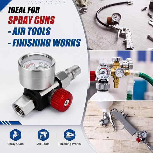 8 Pack Air Pressure Regulator Gauge with Quick Connectors, 1/4"-G Spray Paint Gun Adjusting Valve Regulator, 8 Quick Couplers and Complete Accessories, 0-140 PSI Air Flow Adjusting Valve in Kuwait
