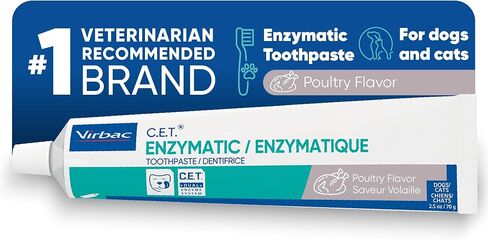 Virbac CET Enzymatic Toothpaste| Eliminates Bad Breath by Removing Plaque & Tartar Buildup | Best Pet Dental Care Toothpaste | Poultry Flavor, 2.5 oz tube in Saudi Arabia