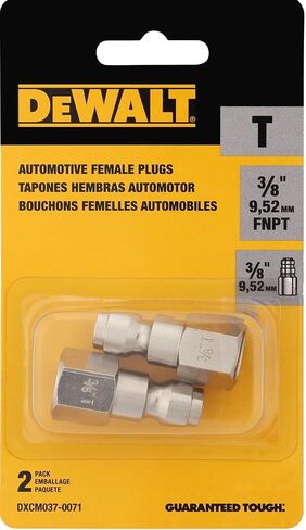 DEWALT 3/8" FNPT Automotive Air Plug 2-Pack with 3/8" Body High-Flow Pneumatic Fittings: 300 Max PSI, 90 SCFM in Kuwait