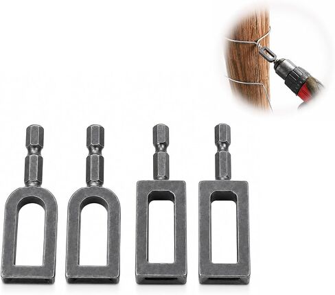 Electric Drill Wire Twisting Tool, Heavy Duty Wire Twister for Drill with 1/4" Hex Shank, Professional Wire Twisting Tool for Fencing, Rebar Tying, and Construction, Alloy Steel (4 Pack) in Kuwait