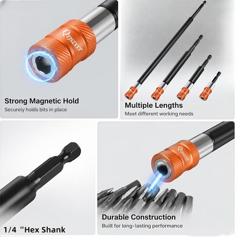 4pcs Drill Bit Extension Set, Magnetic Drill Bit Extender with Aluminum Sleeve, 1/4 Inch Hex Bit Holder for Impact Driver, 2-3/8",4",6",12'' Long (2-3/8",4",6",12'') in Kuwait
