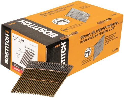 BOSTITCH S16D131GAL Thickcoat Clipped Head 3-1/2-Inch by .131-Inch by 28 Degree Wire Collated Framing Nail (2,000 per Box) in Kuwait