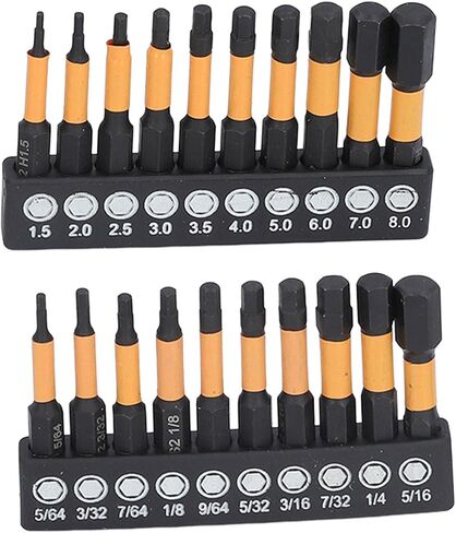 20 Piece Hex Bit Set, Metric and Imperial S2 Steel Magnetic Drill Bits, 1/4 Inch Hex Shank, with Storage box in Kuwait
