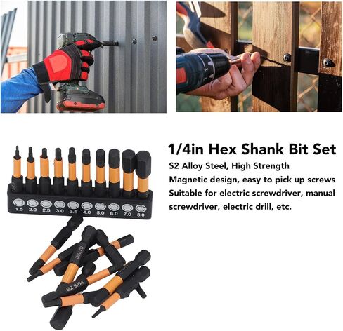 20 Piece Hex Bit Set, Metric and Imperial S2 Steel Magnetic Drill Bits, 1/4 Inch Hex Shank, with Storage box in Kuwait
