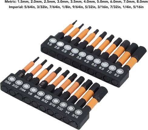 20 Piece Hex Bit Set, Metric and Imperial S2 Steel Magnetic Drill Bits, 1/4 Inch Hex Shank, with Storage box in Kuwait