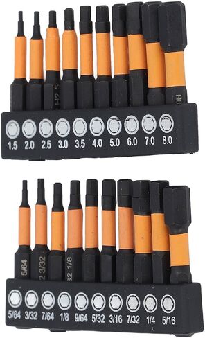 20 Piece Hex Bit Set, Metric and Imperial S2 Steel Magnetic Drill Bits, 1/4 Inch Hex Shank, with Storage box in Kuwait