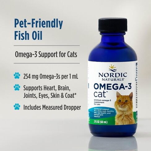 Nordic Naturals أوميغا 3 للقطط، بدون نكهة - 2 أونصة - 304 مجم أوميغا 3 لكل مل واحد - زيت السمك للقطط مع EPA وDHA - يعزز صحة القلب والجلد والمعطف والمفاصل والمناعة - غير معدل وراثيًا in Saudi Arabia
