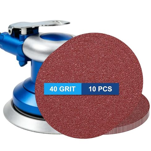 10 Pack 10 Inch PSA Sanding Discs 40 Grit Aluminum Oxide Self Adhesive Sticky-Back Sandpaper for DA Sander and Disc Sander, Good for Wood Car Paint Polish Metal Rust Removal, Red in Kuwait