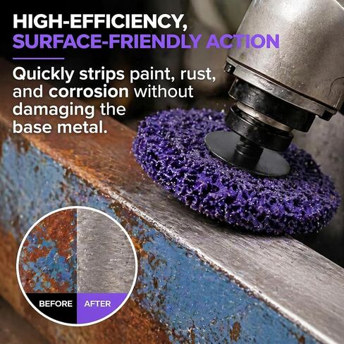 Tellegloww 10 Pack 3Inch Sanding Discs Nylon Strip Discs with R-Type Male Backing Paint Stripper for Drill & Die Grinder Rust Remover Paint Stripper Wheel for Metal Surface Prep and Polishing(Purple) in Kuwait