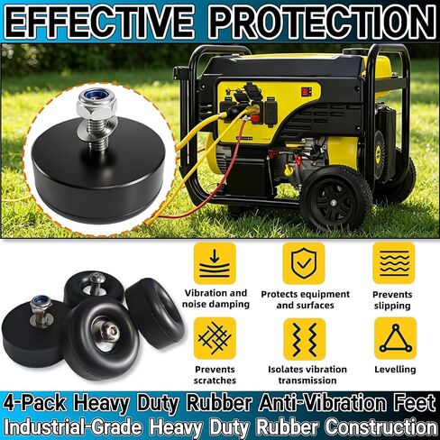 4-Pack Heavy Duty Rubber Anti-Vibration Feet &Rubber Bumpers - 1" x 2.5" Shock Absorbing Pads with Screw Kits for Generators,Pressure Washers,Air Compressors,Pumps,Trailer Ramp Door Bumpers in Kuwait