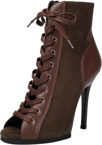 Women’s Stiletto Heel Lace-Up Ankle Boots – Sexy Jazz Dance Shoes for Stage, Club & Fashion | Matte Black, Patent, Silver, Snake Print in Kuwait
