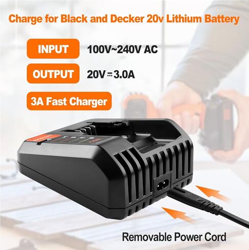Rapid Charger PCC692L Replacement for Black and Decker 20v Lithium Battery Charger BDCAC202B Compatible with Black and Decker 20v Lithium Battery LBXR20 LBX4020 LBX20 PCC682L PCC685L in Kuwait