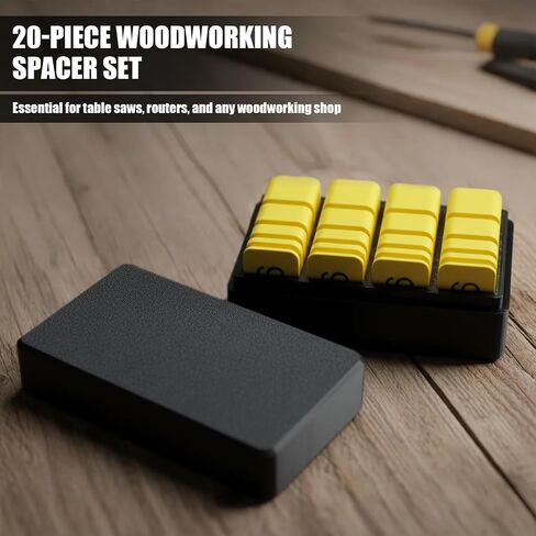 20Pcs Premium Woodworking Setup Blocks Set with Storage Case - Precision Spacer Gauge Blocks for Table Saw, Router, and Woodshop Essentials - Durable Carpentry Tools for Accurate Measurement in Kuwait