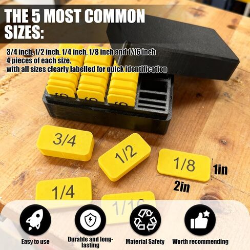 20Pcs Premium Woodworking Setup Blocks Set with Storage Case - Precision Spacer Gauge Blocks for Table Saw, Router, and Woodshop Essentials - Durable Carpentry Tools for Accurate Measurement in Kuwait