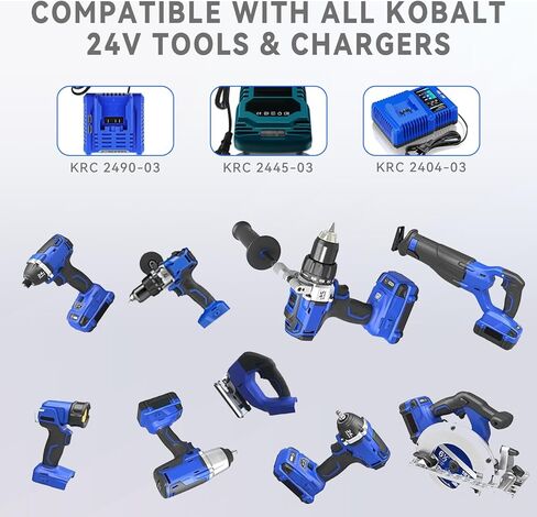 2-Pack 6.0Ah Battery Replacement for Kobalt 24V Battery KB624-03 KB524-03 KB424-03 KB224-03 KB124-03, Compatible with Kobalt 24 Volt Max Cordless Power Tools & Chargers KRC 2404-03 2445-03 KRC 2490-03 in Kuwait