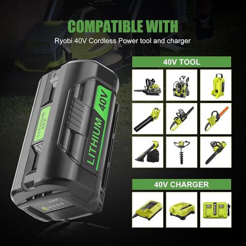 6.5Ah Replacement for Ryobi 40V Battery OP4026 OP4040 OP40401 OP4060 Compatible with Ryobi 40V Cordless Power Tools and Chargers in Kuwait