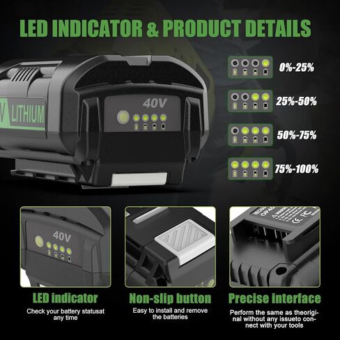 6.5Ah Replacement for Ryobi 40V Battery OP4026 OP4040 OP40401 OP4060 Compatible with Ryobi 40V Cordless Power Tools and Chargers in Kuwait