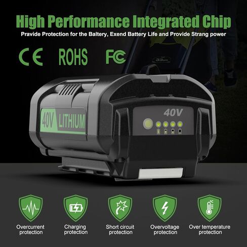 6.5Ah Replacement for Ryobi 40V Battery OP4026 OP4040 OP40401 OP4060 Compatible with Ryobi 40V Cordless Power Tools and Chargers in Kuwait