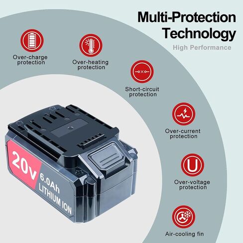 DTK Battery Replacement for Hyper Tough 20V Battery 6000mAh Cordless Power Tool 2 Packs in Kuwait