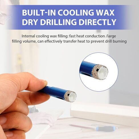 11 Pcs Diamond Hole Saw Set, 6/10/12/20/25/30/35/40/45/50mm Tile Hole Saw Kit with Drilling Drill bit for Porcelain, Ceramic Tile, Granite, Marble, Masonry(1/4"-2") in Kuwait