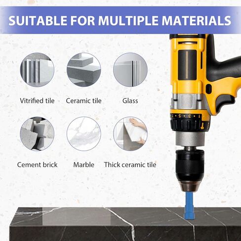 11 Pcs Diamond Hole Saw Set, 6/10/12/20/25/30/35/40/45/50mm Tile Hole Saw Kit with Drilling Drill bit for Porcelain, Ceramic Tile, Granite, Marble, Masonry(1/4"-2") in Kuwait
