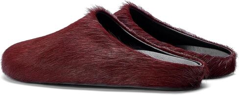 Real Fur Slides Mules for Women Round Toe Slip on Sandals Fuzzy Luxury Platform Clogs Slippers Comfortable Fashion Cute Shoes(Wine Red,10) in Kuwait