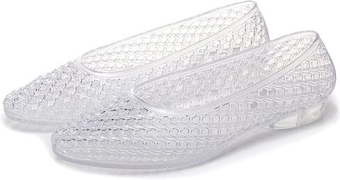 Jelly Flats for Women Jelly Sandals Low Heel Jellies Shoes Clear Pumps | Jelly Shoes,Mesh Flats,Closed Toe Pumps,Transparent Pumps,Clear Flats,Fashion Dress Shoes,80s Flats in Kuwait