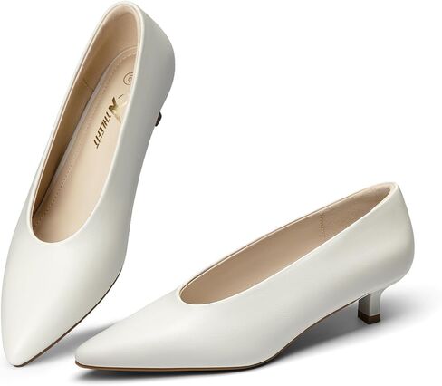 Athlefit Women's Low Kitten Heel Closed Toe Dress Pumps Shoes | Pointed Toe, 1.5-Inch, U-Shape Upper, Heel Pad & Soft Lining, Perfect for Work, Party, Daily Wear & Wedding in Kuwait
