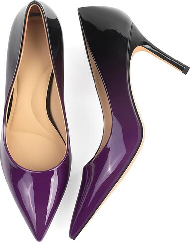 XINIUNIU High Heels for Women Pumps Gradient Patent Leather 3.25 inches 8CM Formal Sexy Fashion Stiletto Dress Wedding Shoes Pointed Toe in Kuwait