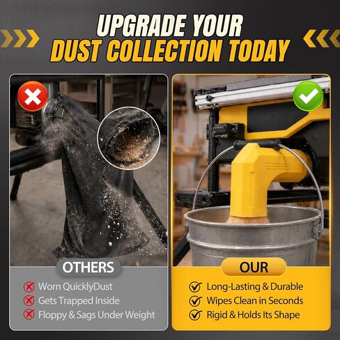 Table Saw Dust Collector Adapter for DWE7485 – 2.5'' Dust Port for Table Saw Dust Collection, Sturdy PETG, Snap-On Design & Dual Hooks Hold Any Bucket for Efficient Sawdust Capture in Kuwait