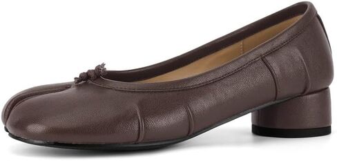 Tabi Flats for Women Split Toe Ballet Pumps with Low Block Heel | Split-toe ballet pumps with a closed back and 1.8-inch low block heel for work, dinners, parties,everyday styling. in Kuwait