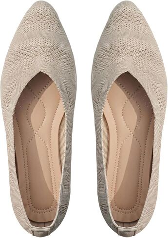 GORGLITTER Women's Pointed Toe Knit Ballet Flats Dressy Ballerina Flats | Comfortable, Dressy Comfortable Slip On, Knit Ballerina Flats, White Ballet Flats for Women, Casual Daily in Kuwait