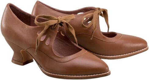 DUNHAO COS Women's Adorable Vintage Shoes Victorian Mary Jane Pumps Retro Point Toe Lace Up Shoes in Kuwait