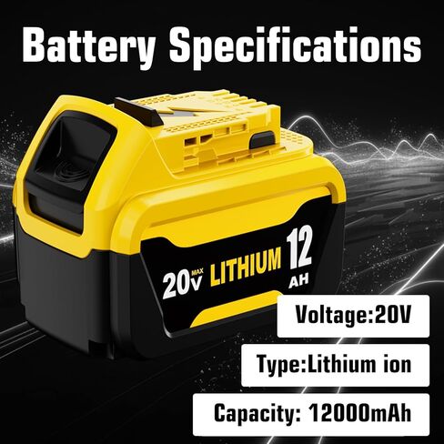 4 Packs 12000mAh High Capacity DCB206 DCB207 Battery Replacement for Dewalt 20V Battery and DCB104 4-Port Charger Compatible with Dewalt 20V Battery Lithium DCB204 DCB200 DCB201 Series Power Tool in Kuwait