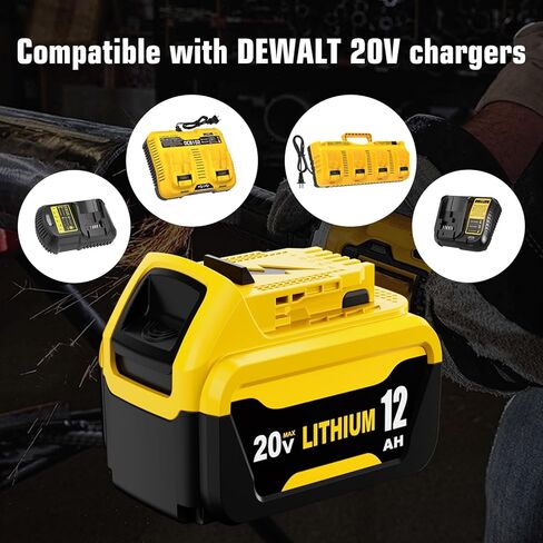 4 Packs 12000mAh High Capacity DCB206 DCB207 Battery Replacement for Dewalt 20V Battery and DCB104 4-Port Charger Compatible with Dewalt 20V Battery Lithium DCB204 DCB200 DCB201 Series Power Tool in Kuwait