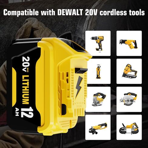 4 Packs 12000mAh High Capacity DCB206 DCB207 Battery Replacement for Dewalt 20V Battery and DCB104 4-Port Charger Compatible with Dewalt 20V Battery Lithium DCB204 DCB200 DCB201 Series Power Tool in Kuwait