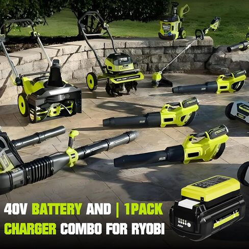 Bonadget 7000 mAh 40V Replacement for RYOBI Battery and Charger Combo Compatible with Ryobi 40 Volt Battery OP4026 OP40601 OP4050A OP4040 OP4030 OP4050 40 Volt Charger in Kuwait