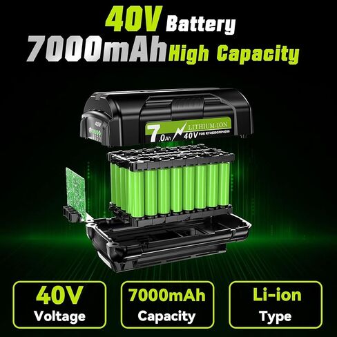 Bonadget 7000 mAh 40V Replacement for RYOBI Battery and Charger Combo Compatible with Ryobi 40 Volt Battery OP4026 OP40601 OP4050A OP4040 OP4030 OP4050 40 Volt Charger in Saudi Arabia