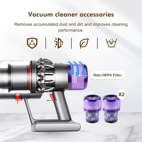 V11 110-min Red Button Battery Replacement: With Samsng Battery Cells, Compatible with Dyson Click-in Models, V11 Animal, Torque Drive, Total Clean, Outsize, SV15/16/22, 970425-01, Includes 2 Filters in Kuwait