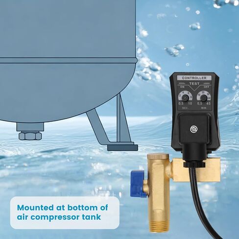 Automatic Electronic Tank Drain Kit,with timer-controlled operation and built-in ball-valve strainer — ideal for compressed air systems in Kuwait